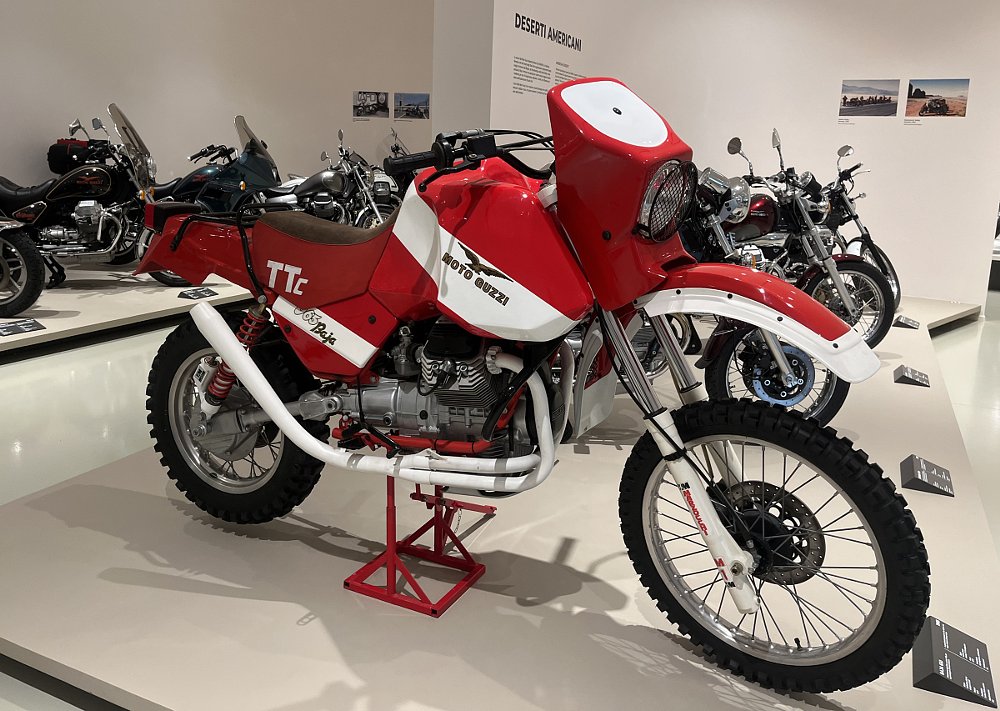 a Moto Guzzi off-road motorcycle in the museum