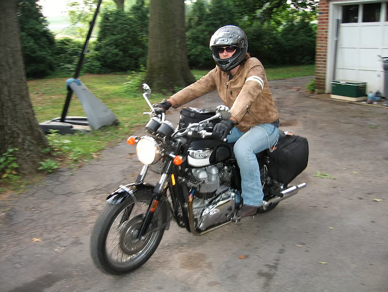 Spurgeon Dunbar in 2005 riding his Triumph Bonneville
