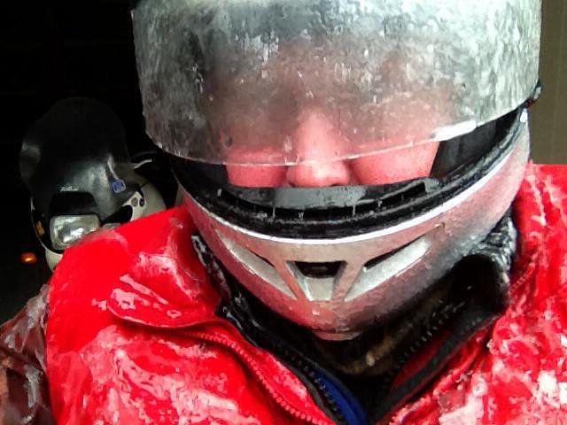 freezing rain on helmet