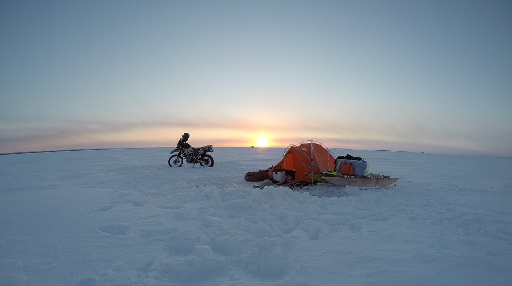 camping on the ice