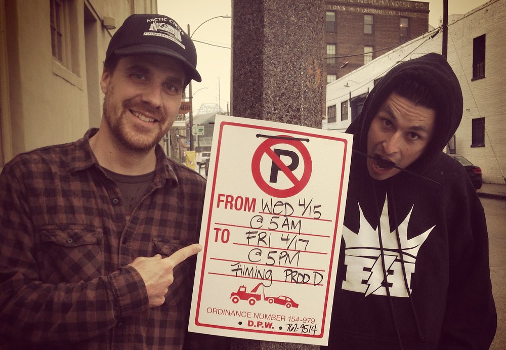 Matt Sanders and Ernie Vigil on the set of Misconduct