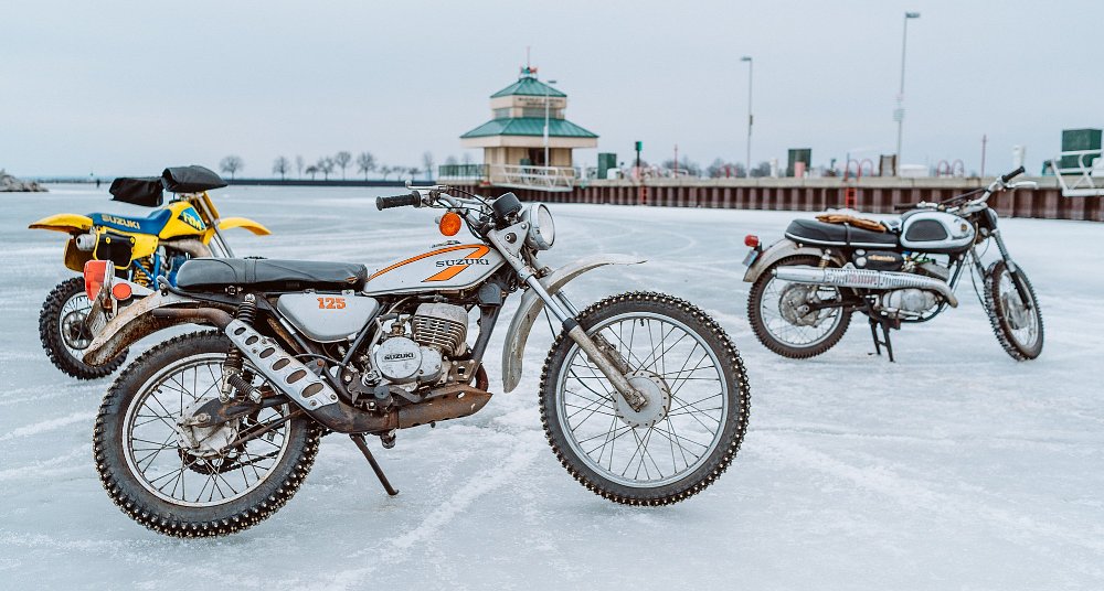 vintage dirt bikes on ice