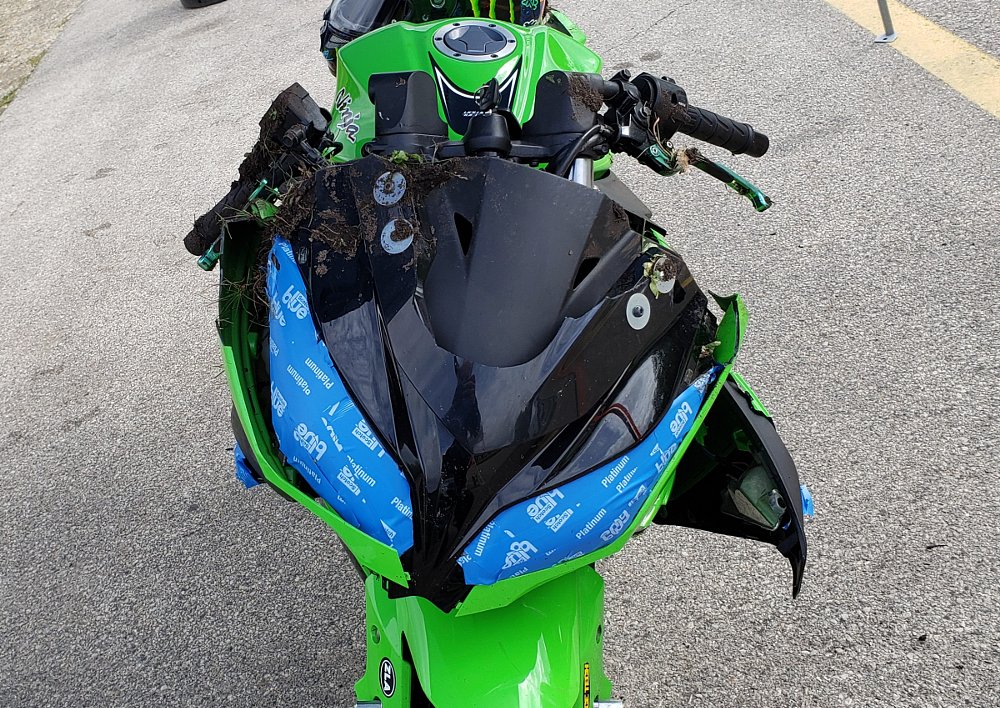 the Ninja 300 after the crash