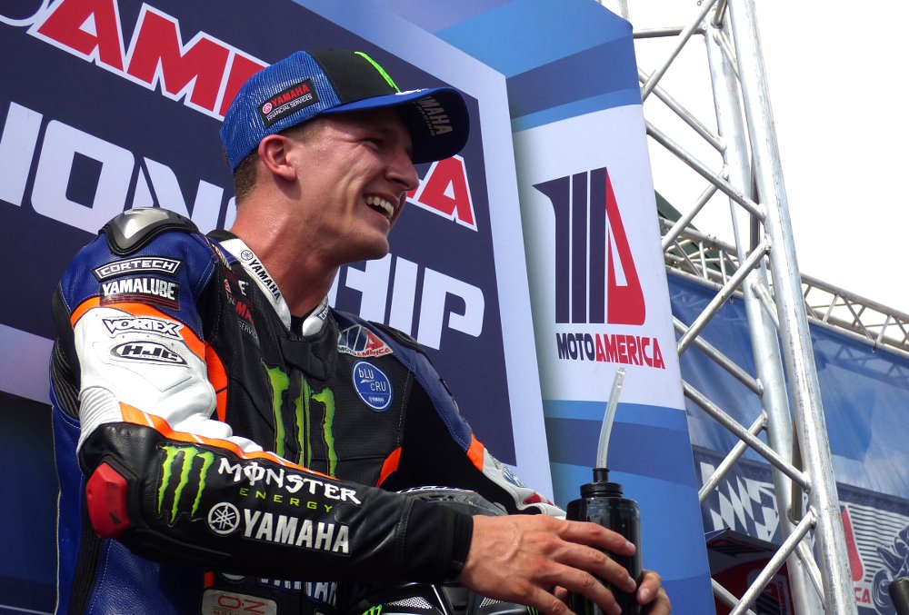 Garrett Gerloff celebrates race win