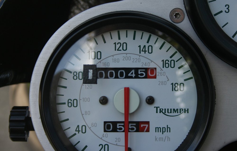 Speed Triple odometer after 100,000 miles