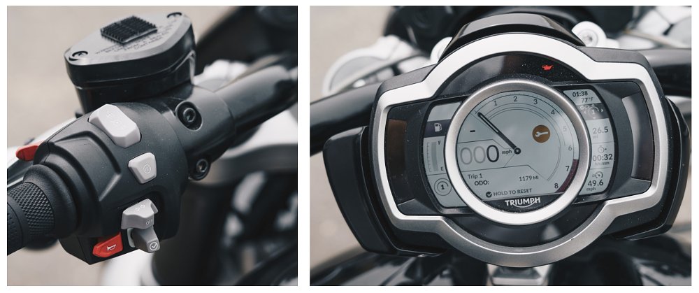 Triumph Rocket 3 switchgear and round, color dashboard