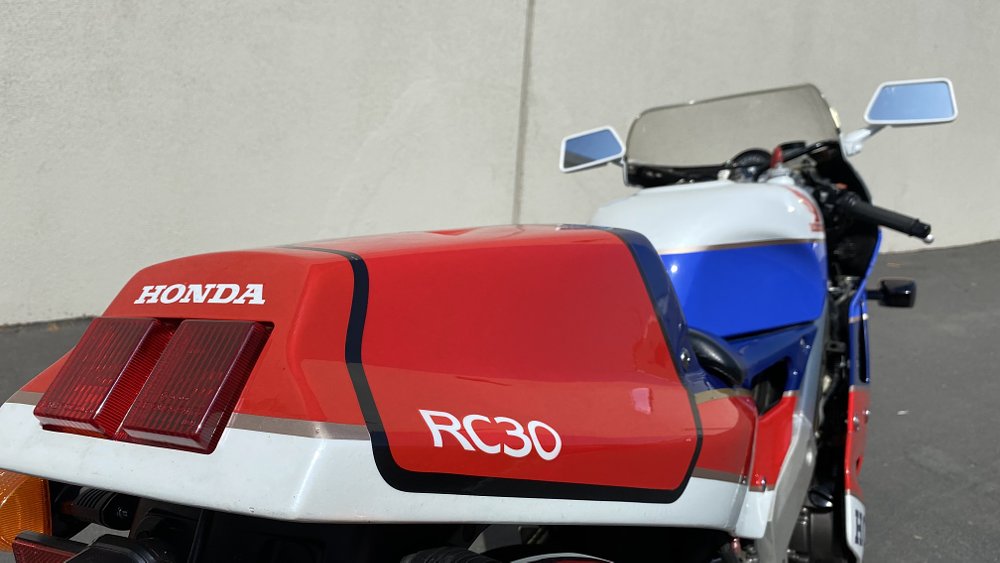 The tail section and taillight on a Honda RC30