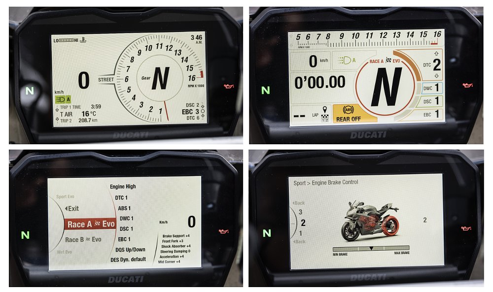 2022 Ducati Panigale V4 S dash screen options