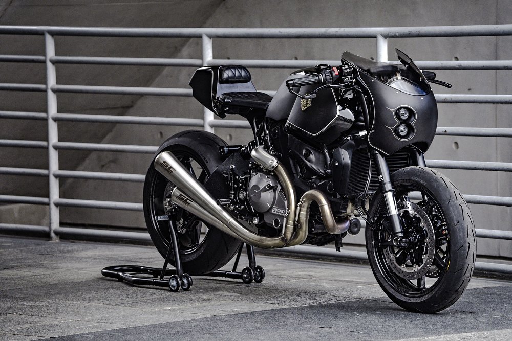 all-black custom Ducati Monster 821