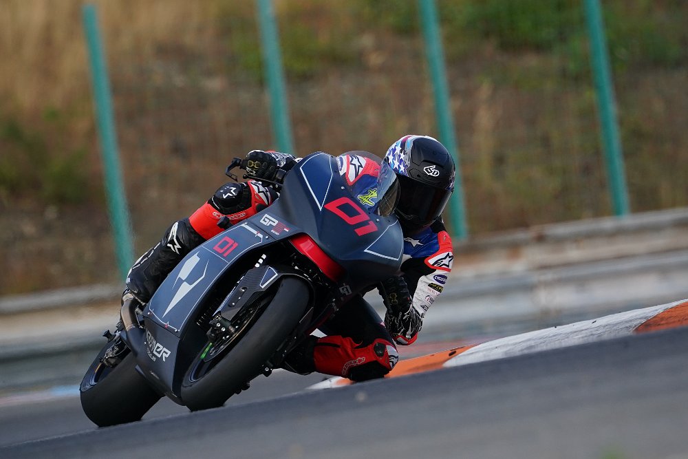 2024 Kramer GP2-890RR leaning left through a corner at the Brno Circuit in the Czech Republic.