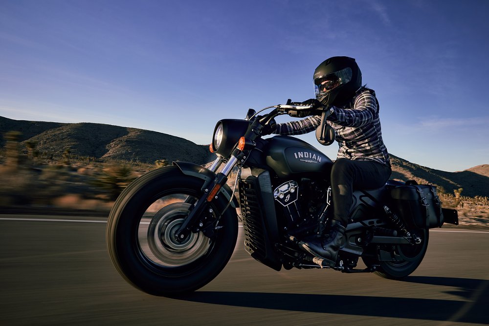 view of the Indian Scout on the road