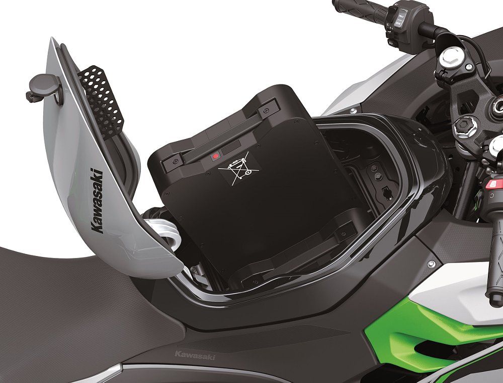 removing a battery from the electric Kawasaki e-1