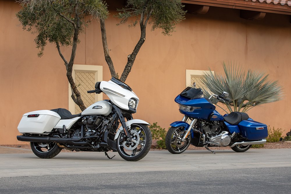Street Glide and Road Glide parked side by side