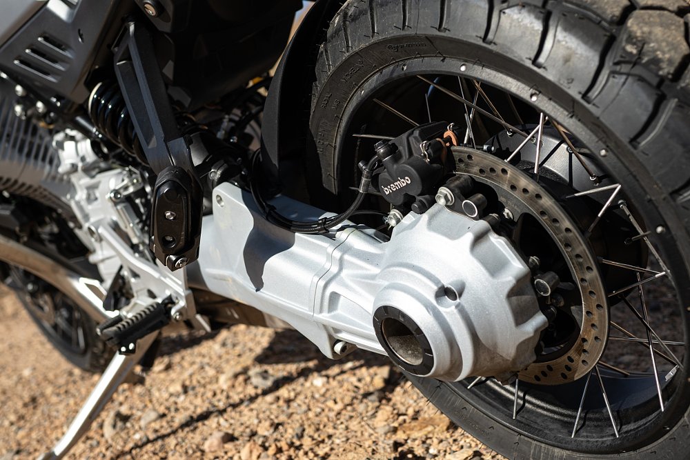 close up shot of the swingarm