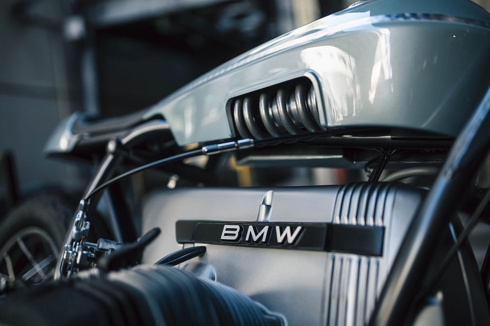 close up of the rear suspension, nearly hidden from view