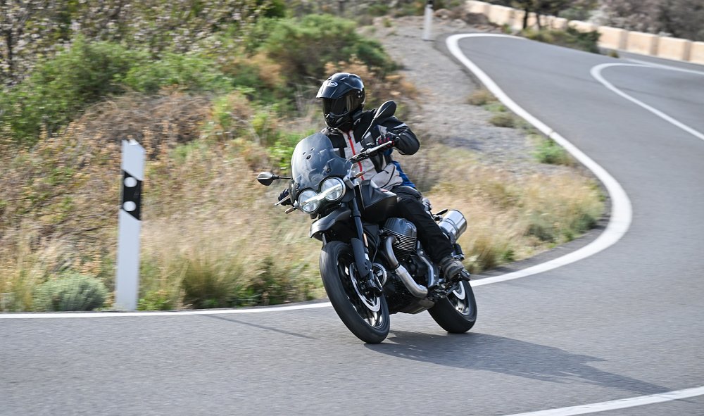 riding the V85 Strada