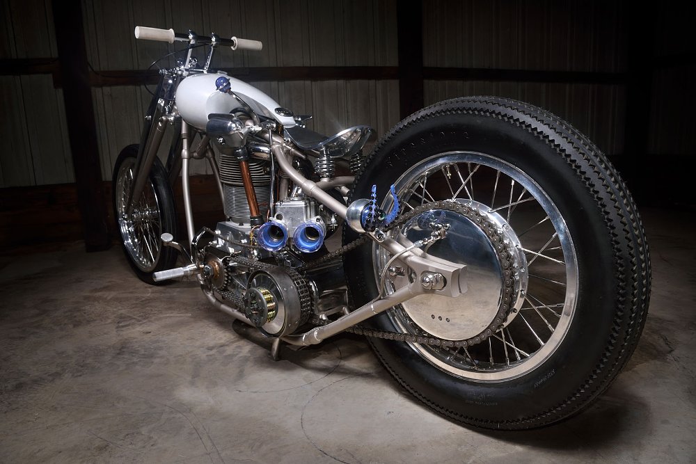 rear three quarters view of the chopper