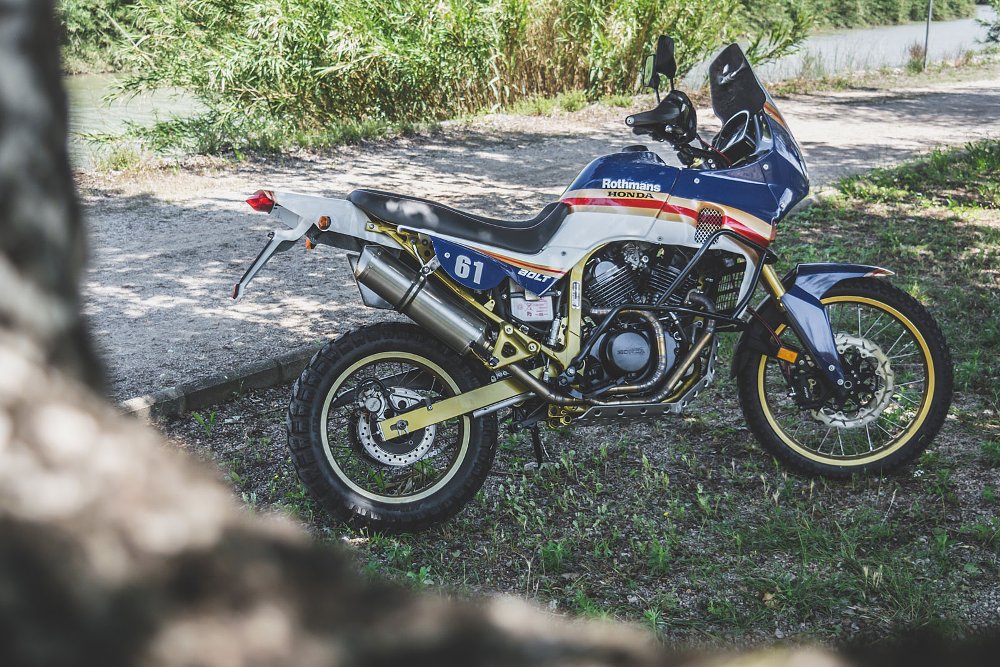 Transalp in special red white and blue Rothmans livery
