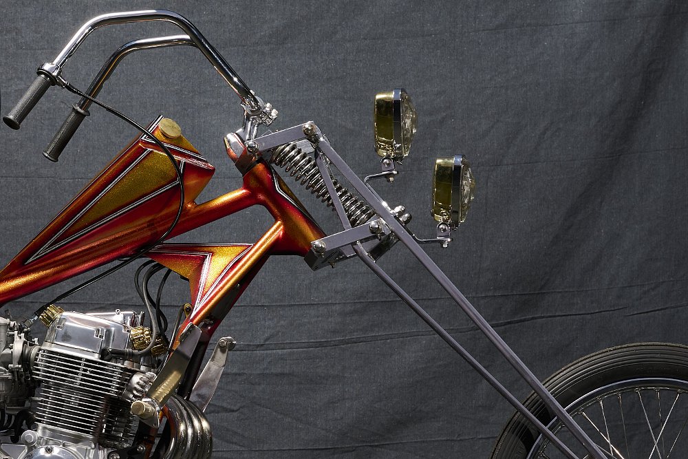 front end of the chopper with two piece headlight