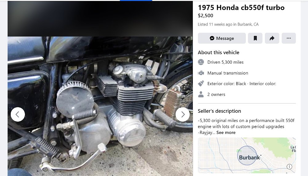 ad for a Honda CB550 Turbo