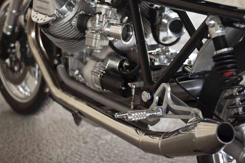 low angle view of the rearset footpegs