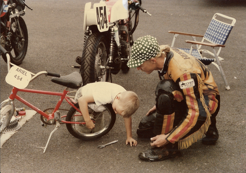 Young ari with father todd at race track