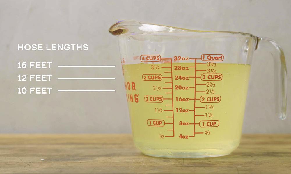 Volumes of gasoline left in the hose.