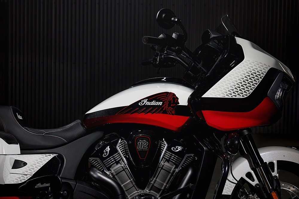 closeup studio photo of the paint on the Challenger Elite's fuel tank