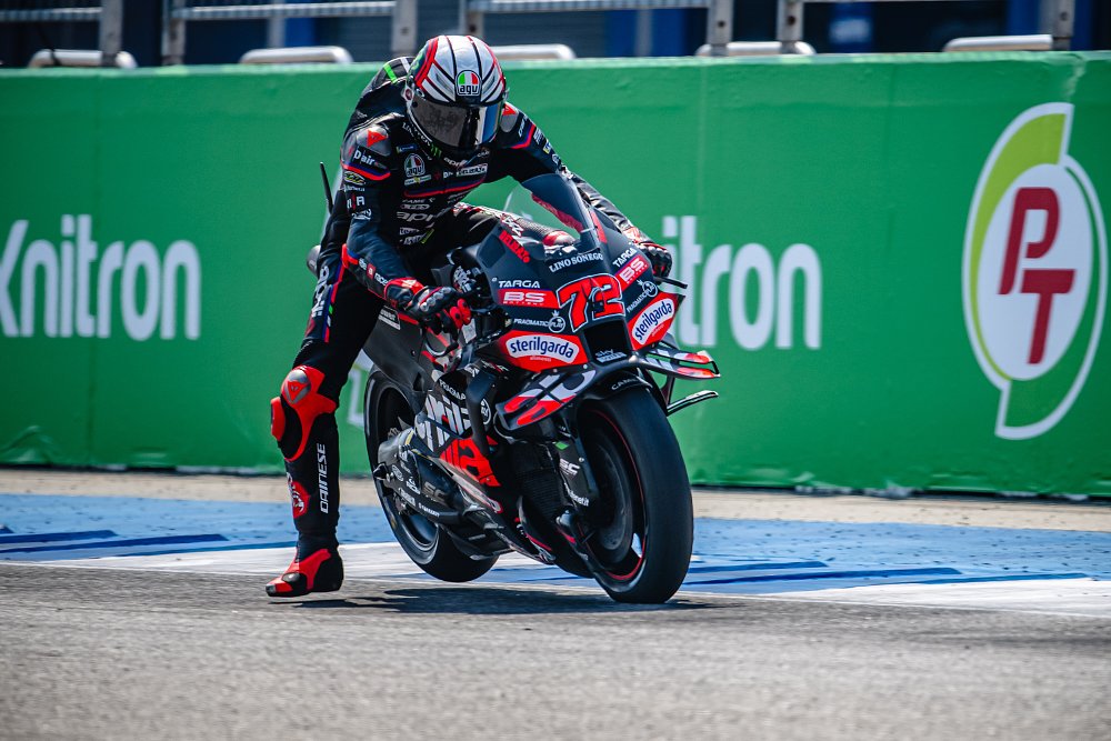 Marco Bezzecchi racing in a MotoGP race