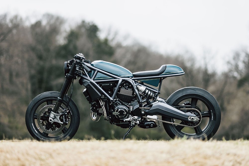 left view of the green cafe racer