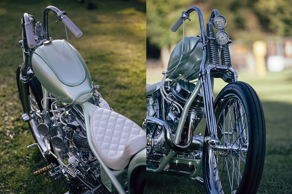 front and rear angle views of the narrow chopper