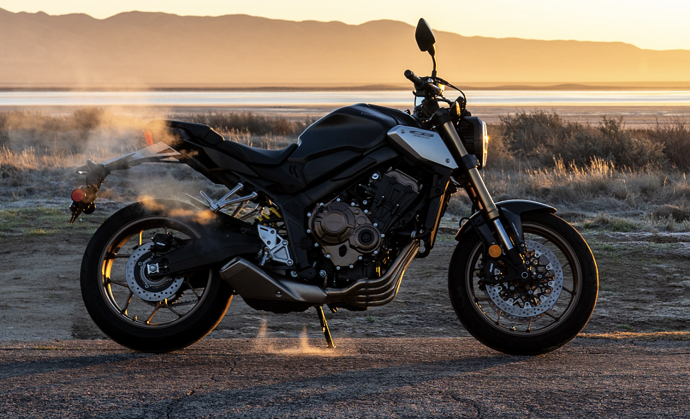 Motorcycle idling with steamy exhaust