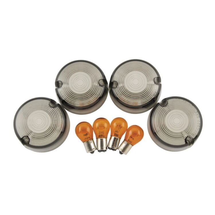 Biker's Choice Smoked Domed Turn Signal Lens Kit For Harley 1986-2001