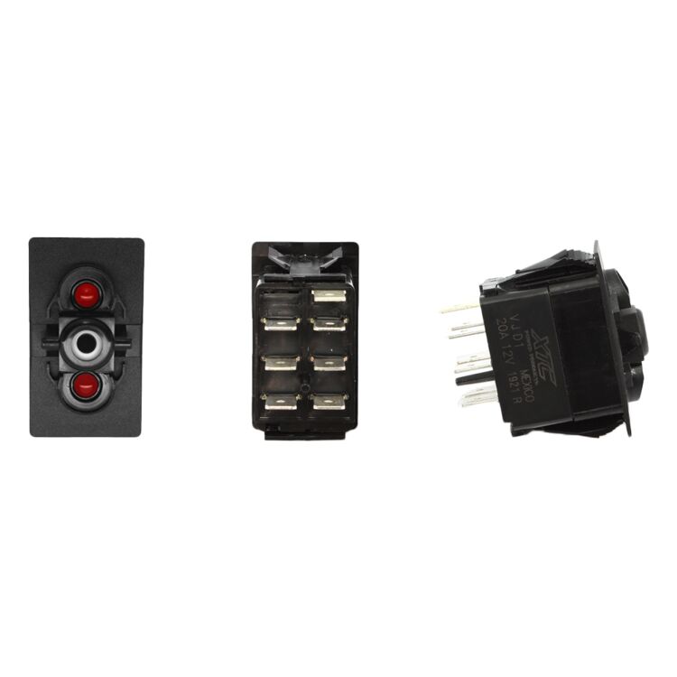XTC Power Products DPDT Carling Rocker Switch with Red / Red LEDs