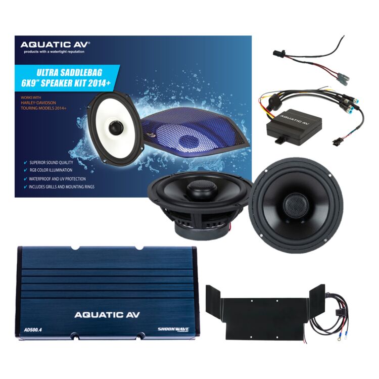 Aquatic AV Ultra Speaker And Amp Kit For Harley
