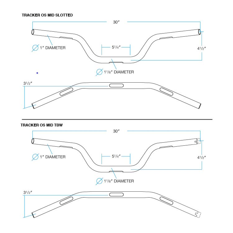 Biltwell Tracker Mid 1 1/8" Slotted Handlebars