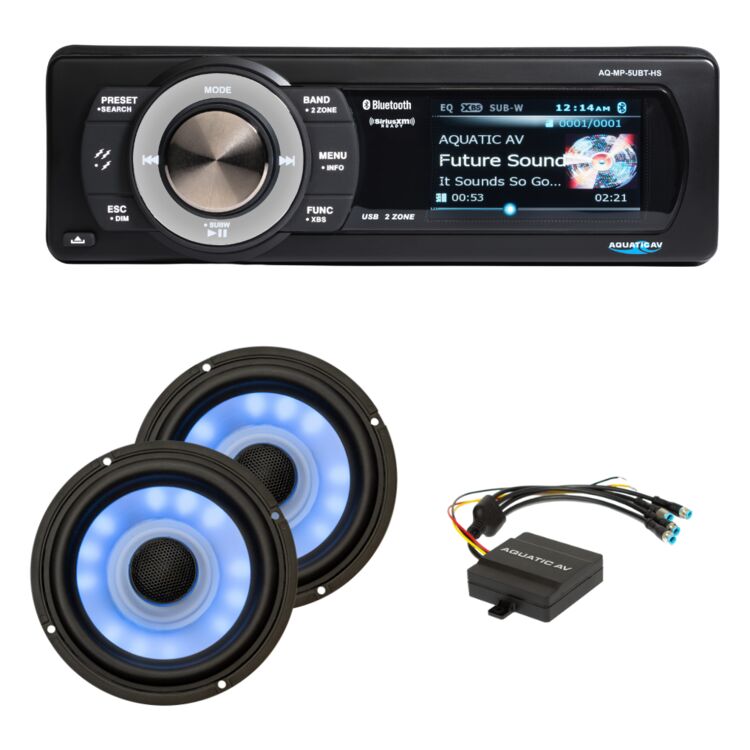 Aquatic AV Ultra RGB Speakers & Stereo Plus Kit For Harley Touring 1998-2013