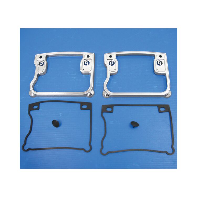 V-Twin Mfg. Chrome Rocker Box Cover D-Ring Set For Harley EVO 1992-2000