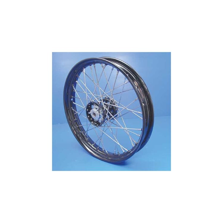V-Twin Mfg. Replica Spoke Star Hub Black Front / Rear Wheel For Harley Big Twin 1936-1966