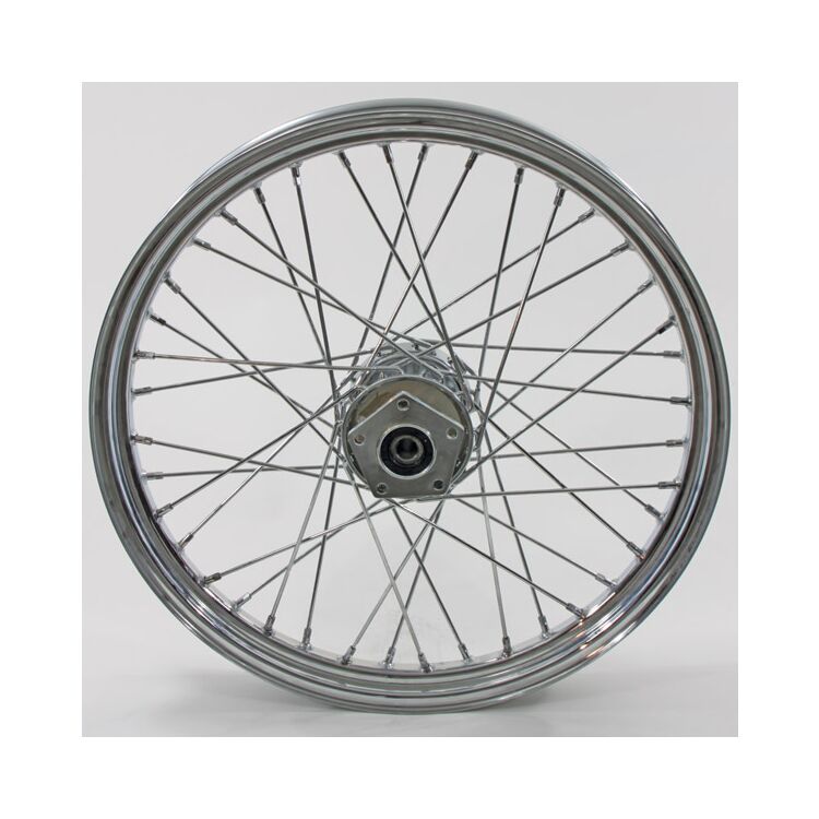 V-Twin Mfg. 40 Spoke Chrome Front Wheel With Chrome Spokes