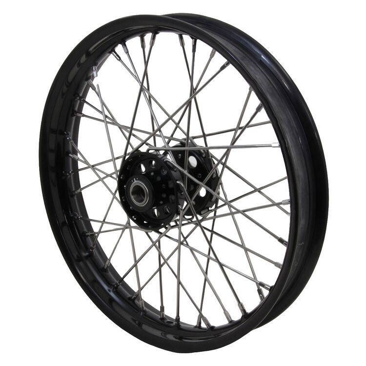 V-Twin Mfg. Replica Black Front / Rear 40 Spoke Star Hub Wheel Assembly For Harley Big Twin 1936-1966