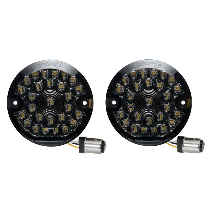 HogWorkz Pro Grid Front Turn Signals LEDs 1157 Base Flat Lens For Harley 1994-2022