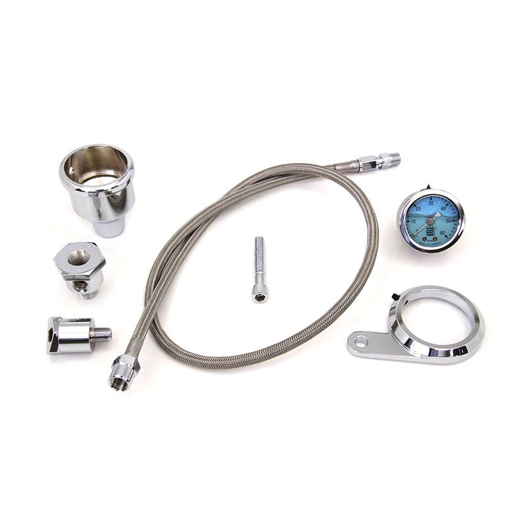 V-Twin Mfg. Rocker Box Oil Pressure Gauge Kit For Harley Twin Cam 1999-2017