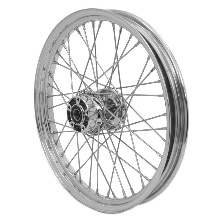 V-Twin Mfg. Replica 40 Spoke Chrome Front Wheel, 21" X 2.15" For Harley 2000-2006
