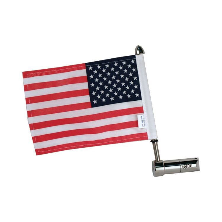 Pro Pad USA Flag With Mount For Harley-Davidson Air Wing Rack For 1/2" Vertical Round Bar