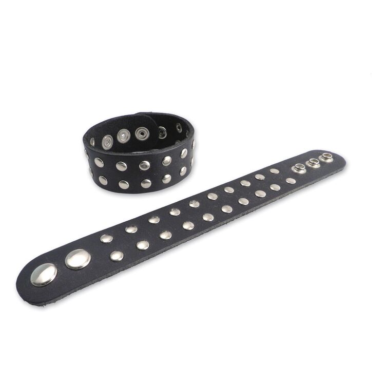 AMiGAZ Double Wide Rivet Black Bracelet