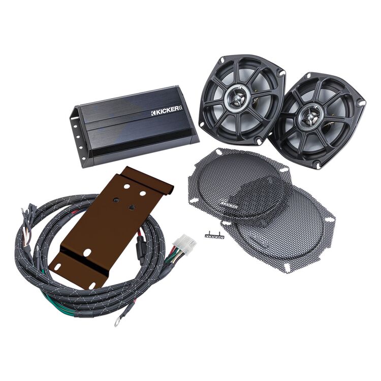 Kicker 5-1/4" Coaxial Speaker & Amplifier Kit For Harley 1996-2013