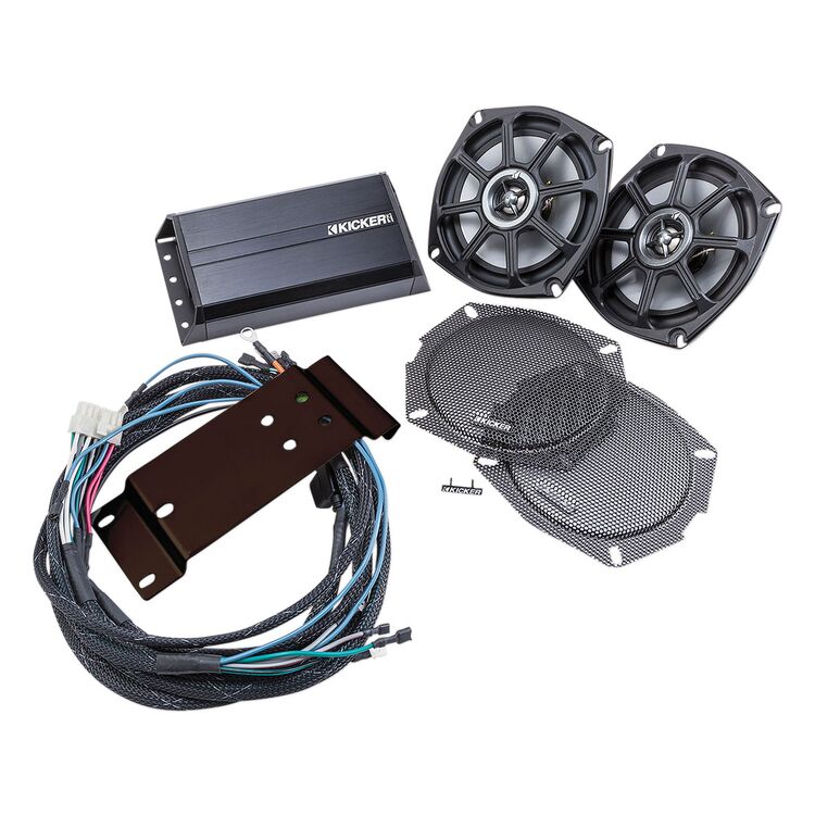 Kicker 5.25" Coaxial Speaker & Amplifier Kit For Harley 1998-2013