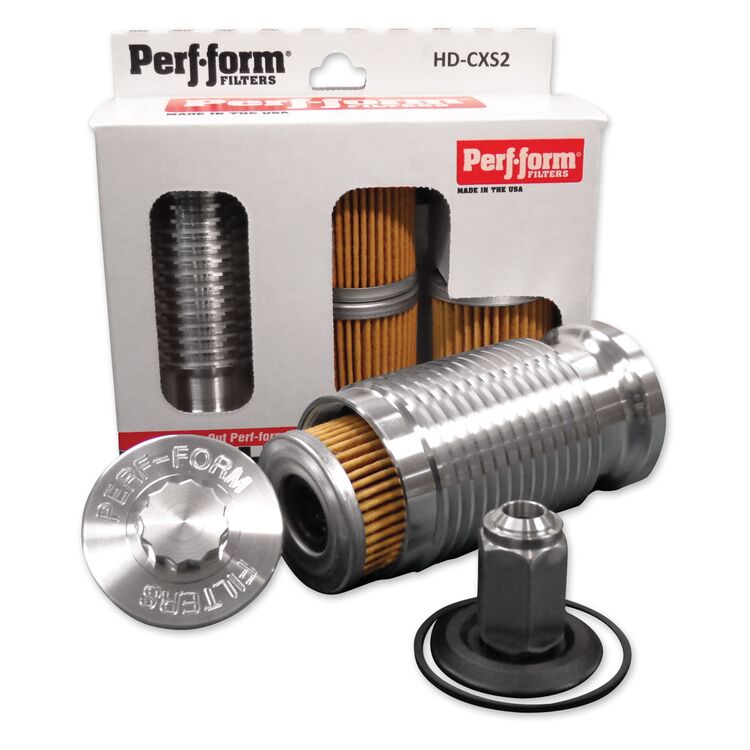 Perf-form High Gloss Polished Spin-On Oil Filter/Cooler For Harley / Buell