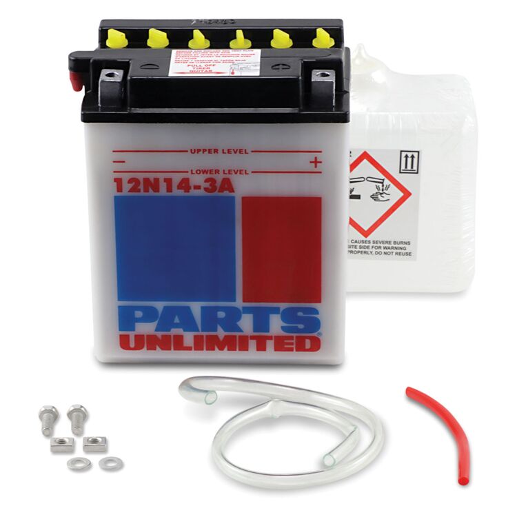 Parts Unlimited 12N14-3A Conventional Battery Honda / Kawasaki / Yamaha / Ducati / Moto Guzzi / Triumph / Aprilia